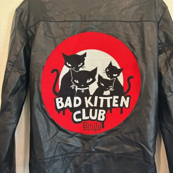Dolls Kill x Emily The Strange Size Small Bad Kitten Club Moto Jacket NWT - Picture 5 of 6